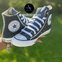 Image 5 of Fully Bling High Top Chucks w/ Silver