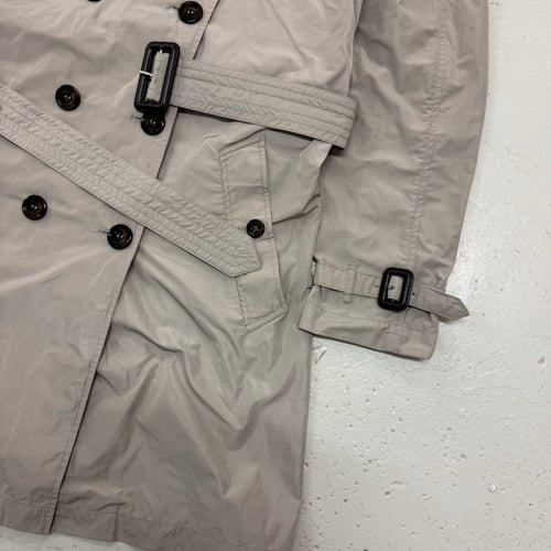 Image of Burberry Double Breasted Nylon Trench, Size Medium