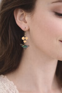 Image 2 of Rhinestone & Floral Songbird Earrings 