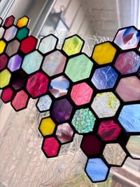 Image 3 of Specialty Art Glass Honeycomb Suncatcher Featuring Fremont, Lamberts, Wissmach & Bullseye Glass