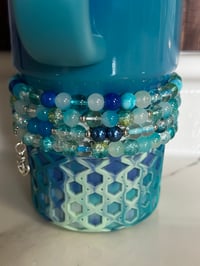 Image 4 of Sea Glass Aura Tumbler Bracelet Stack