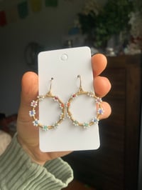 Image 3 of White Rainbow Seed Bead Earrings