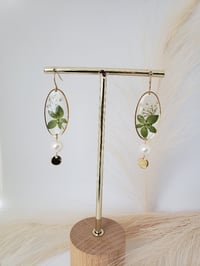 Green Boho Pearl Drop Earrings 