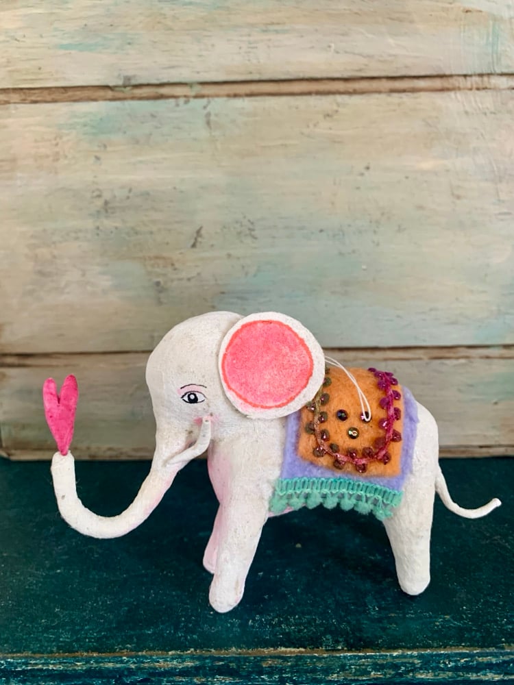 Image of Spun Cotton Elephant Ornament 