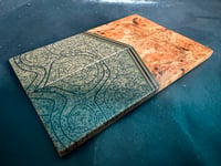 Image 3 of Box Elder Burl & Brown TOPO Grip-Tec Segmented Knife Scales