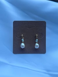 Image 2 of Pastel Green Freshwater Pearl Studs