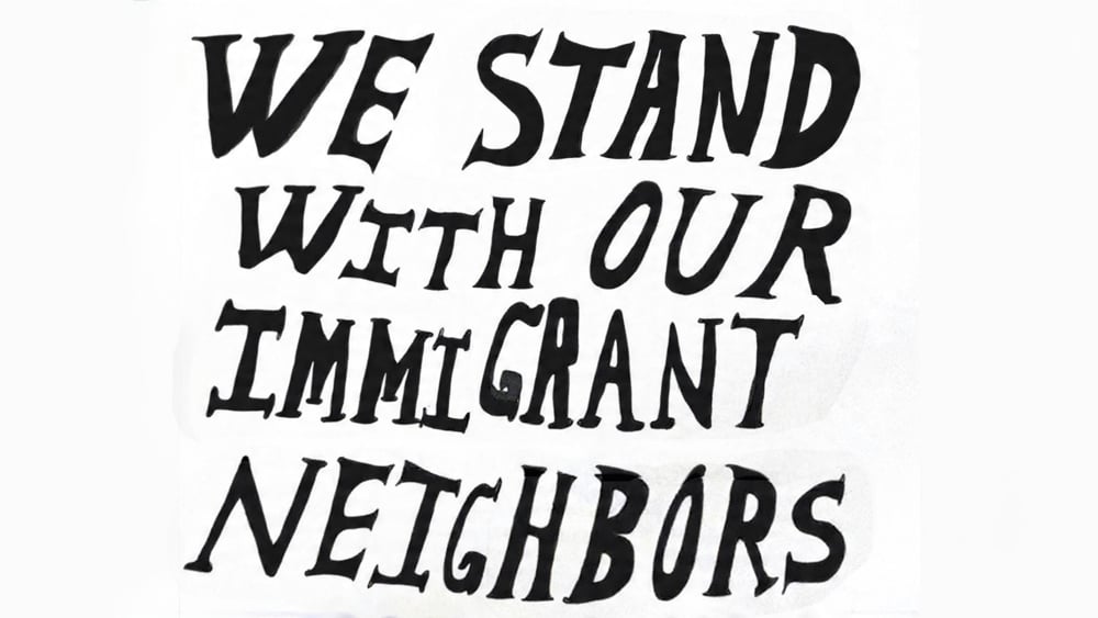Image of Abolish Ice / we stand with our immigrant neighbors yard sign (100% sales donated after $4)