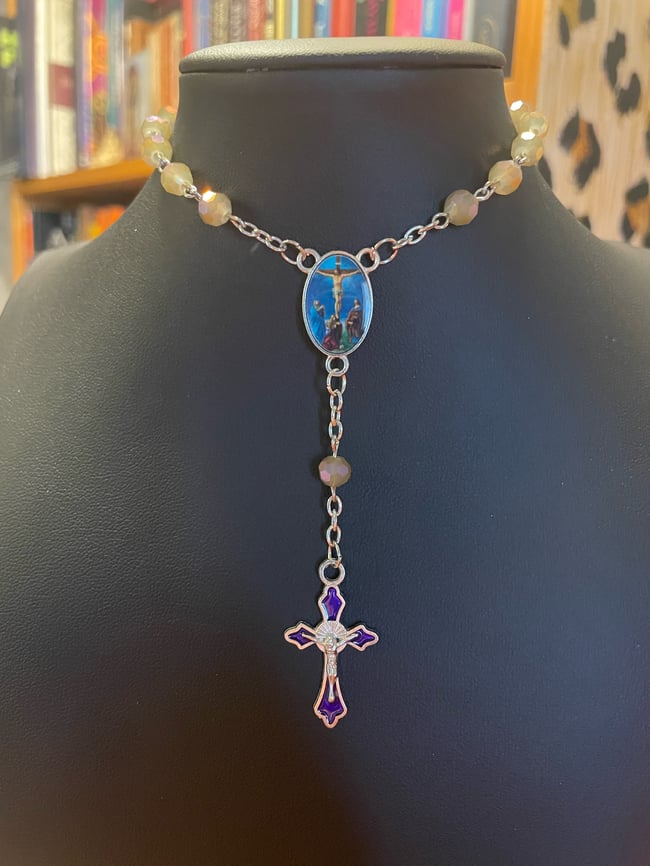 Traditional Car Rosary - Iridescent Faceted