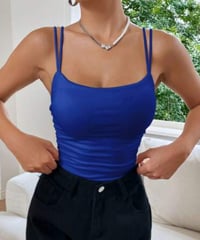 Image 2 of  Solid Color Pleated Side Cami Bodysuit