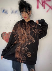 Image 2 of “RAVEN HAVEN” BLEACH PAINTED PULLOVER HOODIE XL