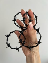 Image 3 of BLACK STAINLESS STEEL BARBED WIRE HOOPS 