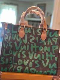 Image 1 of LV Green & Brown Graffiti Tote 