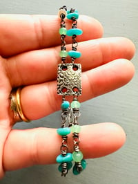 Image 5 of double strand Campitos turquoise and chalcedony charm bracelet