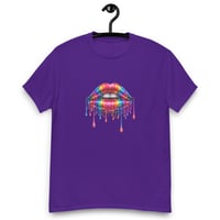 Image 1 of Unisex classic tee, Rainbow Lips Dripping Paint Retro Tee