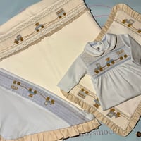 Image 1 of baby boys smocked hostpital/cot set 