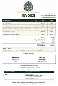 Sensorium Arts invoice