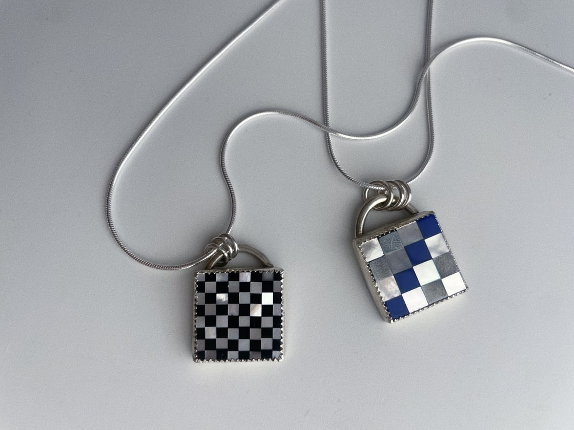 Image of Square Checkered Necklace  