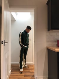 Image 2 of SMALLO Mens Striped Tracksuit Dark Green 