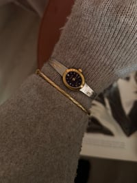 Image 2 of Beautiful Dainty Silver and Gold Tone Vintage Watch Deep blue Dial
