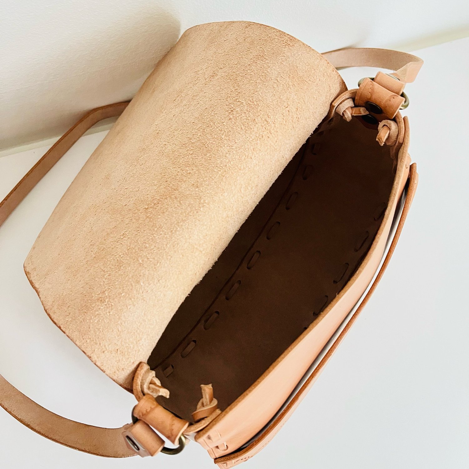 Image of Natural Vachetta Crossbody Saddle Bag