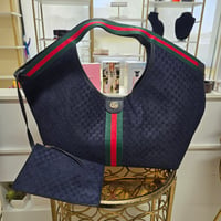 Image 1 of Deep Blue Suede Hobo with pouch