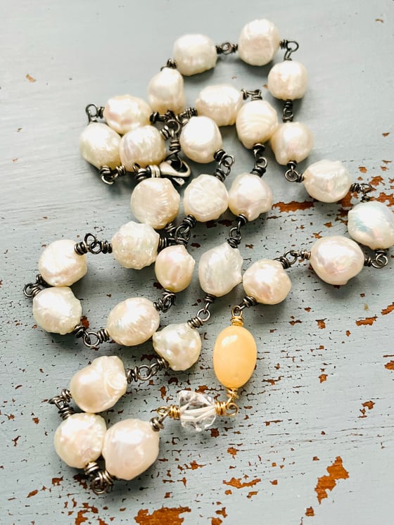 Image of baroque pearl and opal necklace