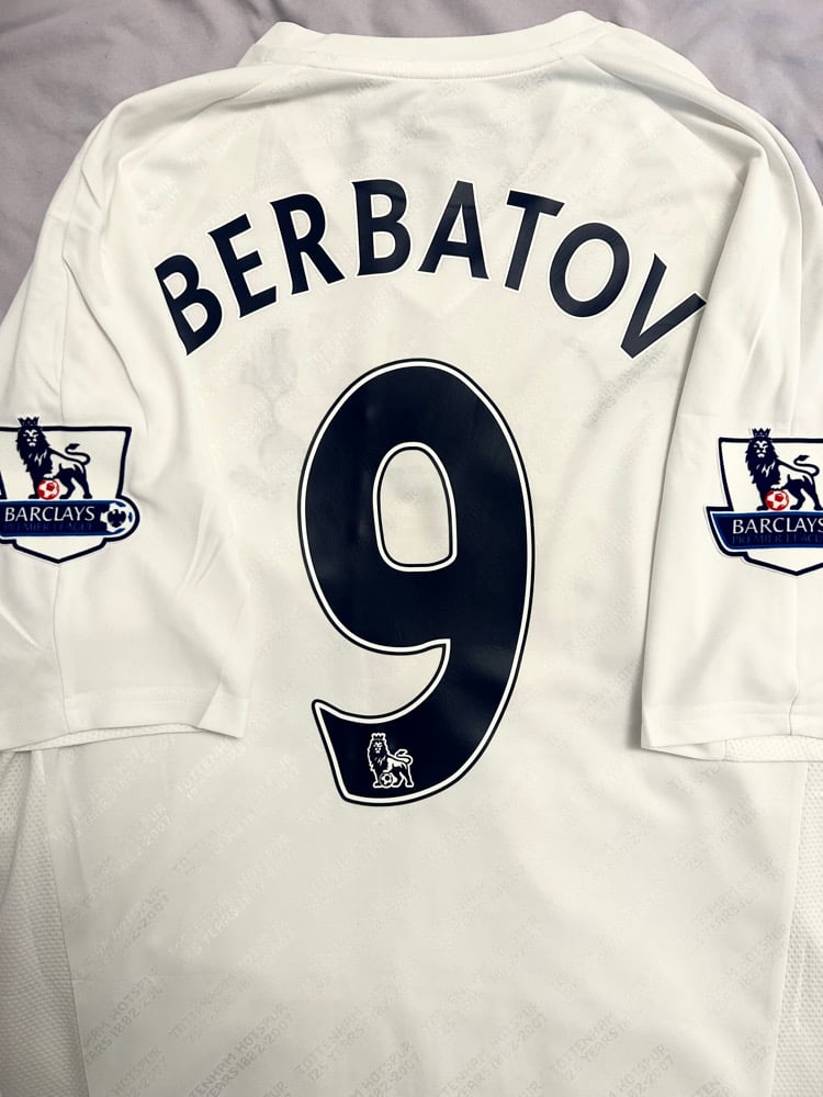Image of Tottenham Hotspur “BERBATOV 9” 2007/08 Home Shirt + PL patches (L)