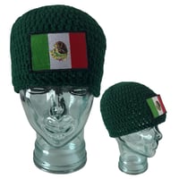 Image 2 of Hunter Green Mexican Flag Fitted Beanie