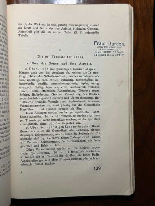 Image of Original Book from Library of Franz Bardon - Uhle: Die lehre von den Transiten (1926)