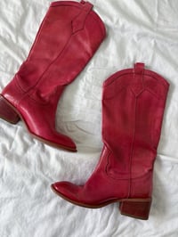 Image 2 of Vintage red leather boots // 37