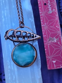 Image 3 of Electroformed Hemimorphite and seashell necklace