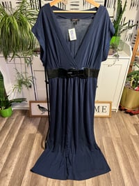 Image 1 of NWT navy light weight belted dress