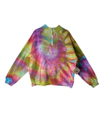 Image 2 of 2XL Ladies Quarter-Zip Pullover in Bright Spiral Ice Dye