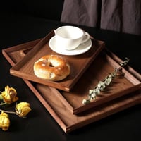 Image 2 of Black Walnut Wooden Tray – Square Serving Plate for Tea, Snacks, Dessert, Bread & Home Storage