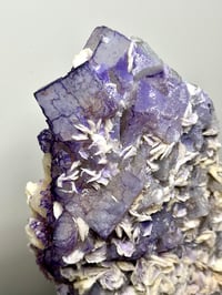 Image 11 of QR Code Fluorite & Barite Specimen On Stand #2585