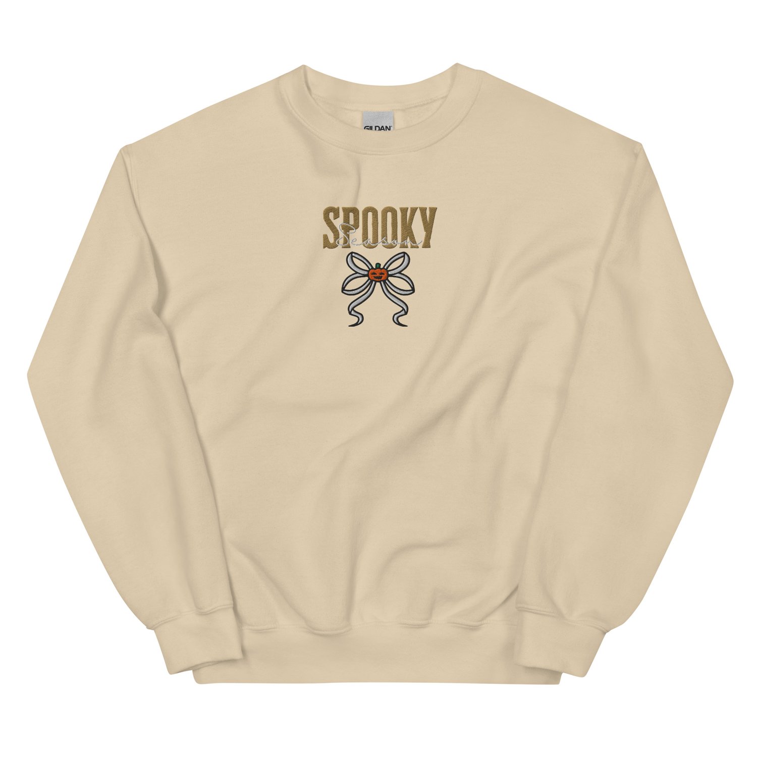 Image of Spooky season ribbon autumn embroidery Unisex Sweatshirt
