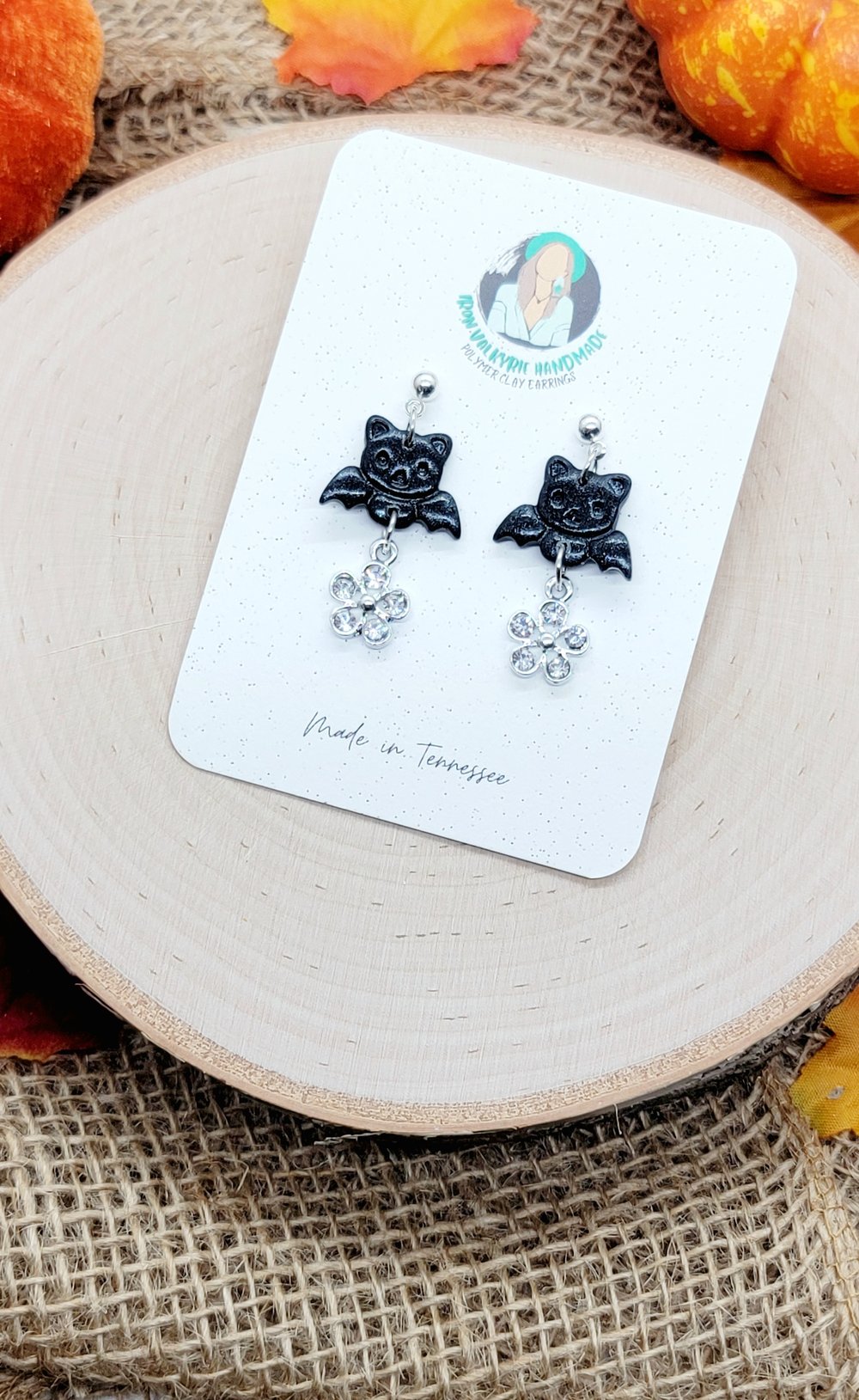 Image of Floral Bat Earrings 