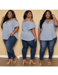 Image 1 of New 4XL SHEIN Curve open shoulder flare sleeve top #186*8