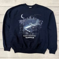 Image 1 of Vintage Nighttime Bass Fishing Crewneck - L