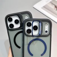 Image 8 of iPhone 17 Case - With Built-in Camera Lens Protector & Stand - Charcoal Transparency