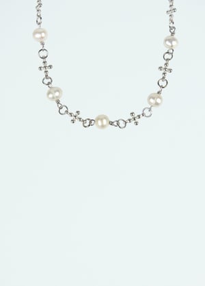 Image of LOWOOL - Plus Pearl Silver Necklace