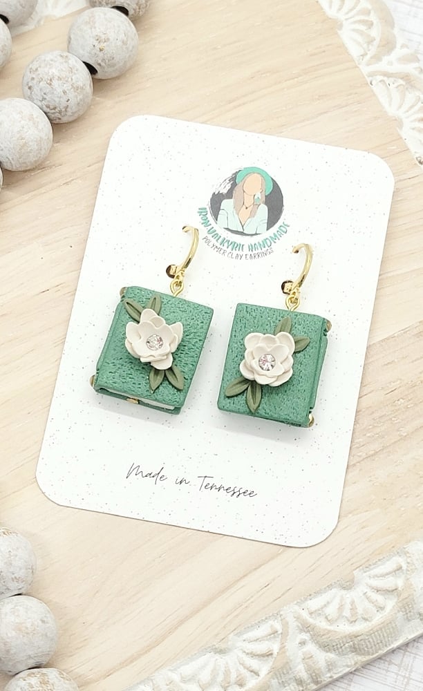 Image of Floral Book Dangles in Sage