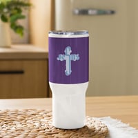 Image 4 of Travel mug with a handle (Jesus Cross on Purple)