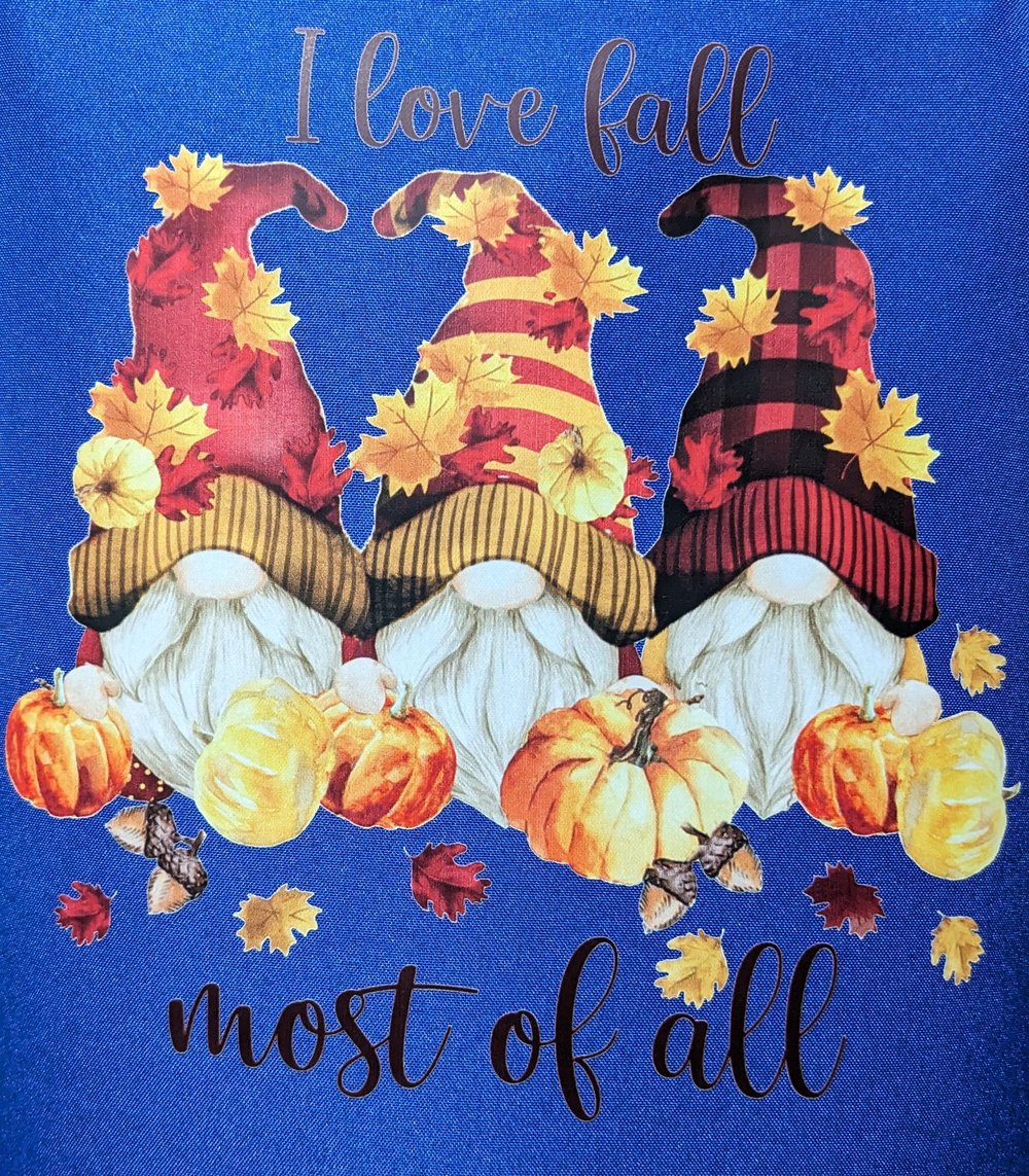Image of I Love Fall Gnomes Apron (blue)