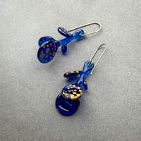 Image 2 of Cobalt and Gold Obovata Earrings