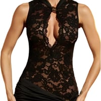Image 3 of Lace High Split deep v-neck
