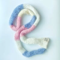 Image 1 of Skinny Scarf Cream, Pastel Blue and Light Pink