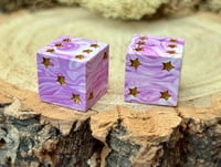 Image 1 of Purple Swirl D6 Pair | Star Pips Handmade Jesmonite Dice