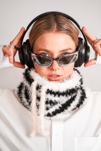 Image 1 of Fluffy black and white snood