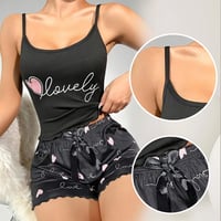 Image 5 of Women's Milk Silk Pajama Set Printed Camisole and Shorts Two-Piece Summer Comfort Homewear Sexy Loun